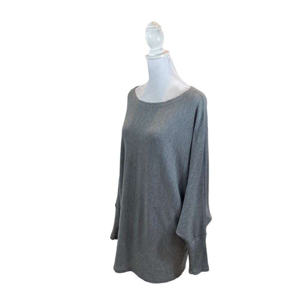 Ladies Fantastic Fawn‎ Brand Grey Waffle Texture Long Sleeve Top Size Medium